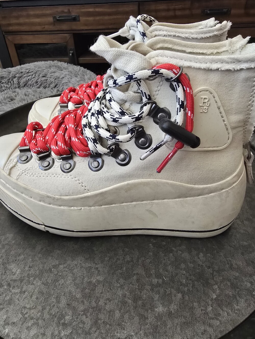 R13 Off-White Double Grommet Kurt Sneakers Size 36 - Picture 10 of 15